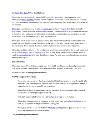 Fire Rated Wire Glass All You Need To Know