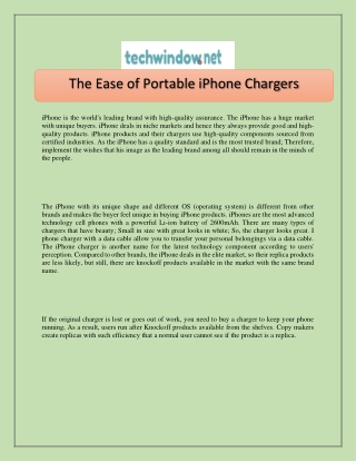 The Ease of Portable iPhone Chargers