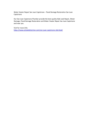 Water Heater Repair San Juan Capistrano - Flood Damage Restoration San Juan Capi