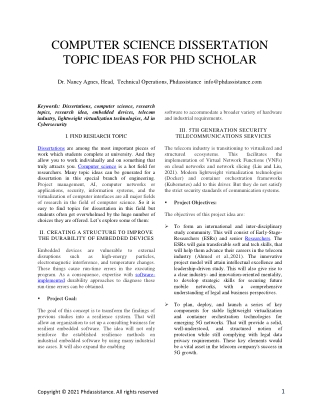 Computer Science Dissertation Topic Ideas For Phd Scholar - Phdassistance