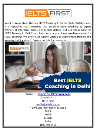 Course for IELTS Exam Delhi Ieltsfirst.com