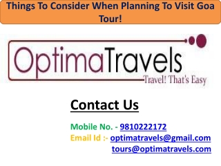 Things To Consider When Planning To Visit Goa Tour