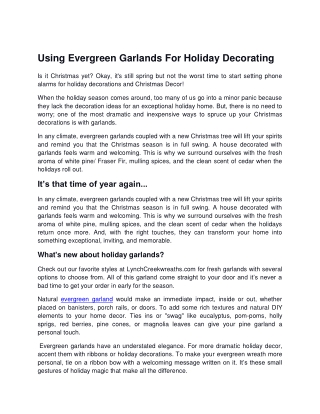 Using Evergreen Garlands For Holiday Decorating