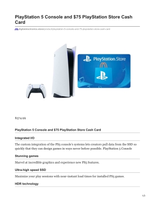 PlayStation 5 Console and $75 PlayStation Store