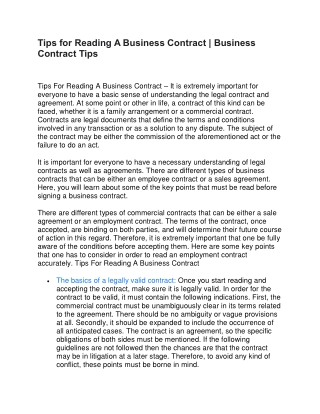 Tips for Reading A Business Contract | Business Contract Tips