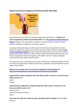 Global Coral Calcium Supplements Market Growth 2021-2026