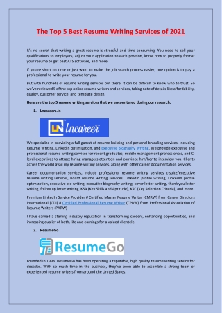 The Top 5 Best Resume Writing Services of 2021