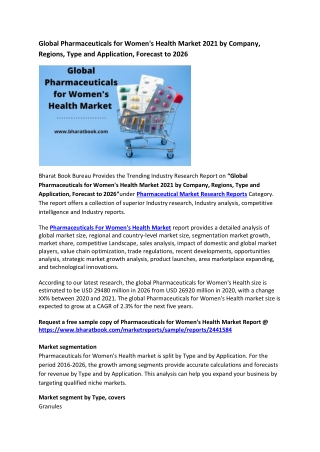 Global Pharmaceuticals for Women’s Health Market Research Report 2021-2026