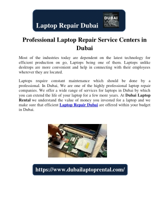 Professional Laptop Repair Service Centers in Dubai