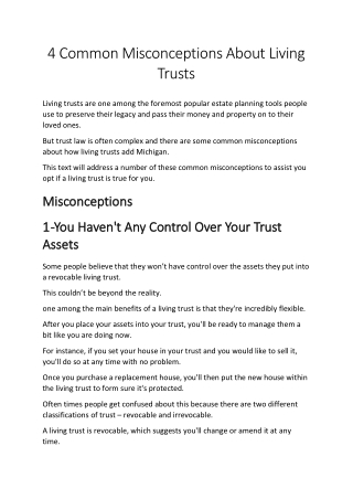 Common Misconceptions About Living Trusts