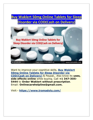 Buy Waklert 50mg Online Tablets for Sleep Disorder via COD(Cash on Delivery)