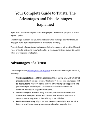 Complete Guide To Trusts