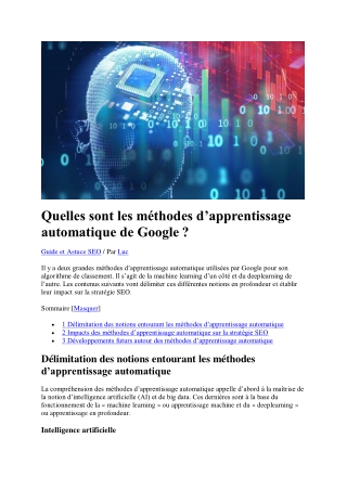 Les méthodes d’apprentissage automatique de Google