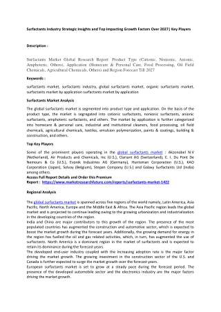 Surfactants Market Analysis
