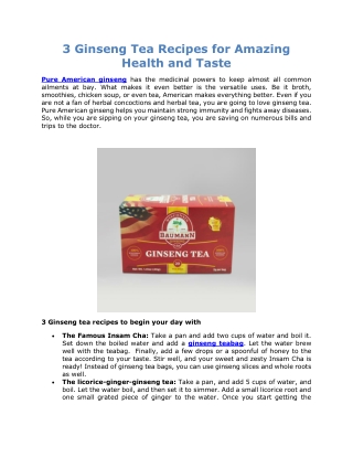 3 Ginseng Tea Recipes for Amazing Health and Taste
