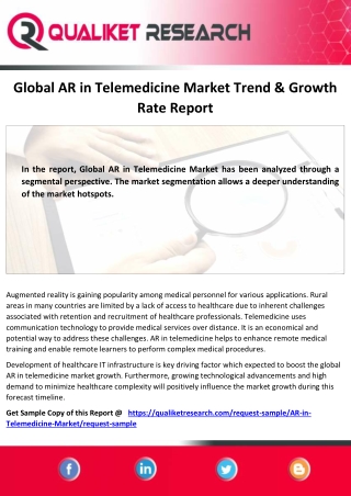 AR in Telemedicine Market    Assessment, Opportunities, Insight, Trends,