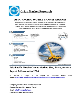 Asia-Pacific Mobile Cranes Market Trends, Size, Competitive Analysis and Forecas