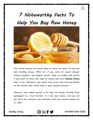 7 Noteworthy Facts To Help You Buy Raw Honey