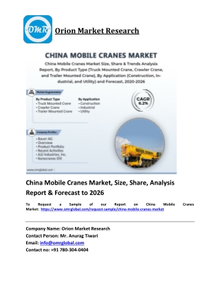 China Mobile Cranes Market Trends, Size, Competitive Analysis and Forecast 2020-