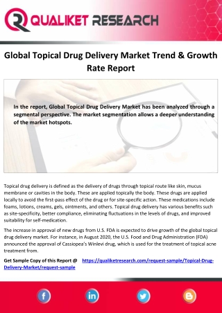 Topical Drug Delivery Market Top 5 Competitors, Regional Trend, Application,