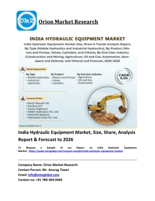 India Hydraulic Equipment Market Trends, Size, Competitive Analysis and Forecast