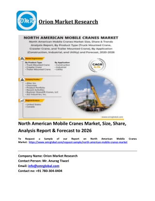 North American Mobile Cranes Market Trends, Size, Competitive Analysis and Forec