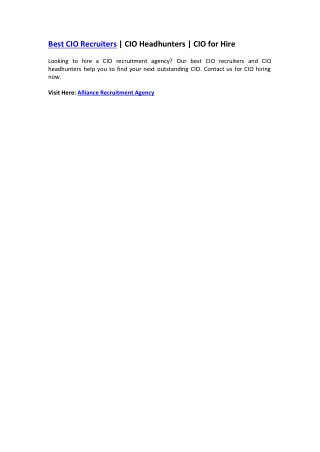 Best CIO Recruiters | CIO Headhunters | CIO for Hire