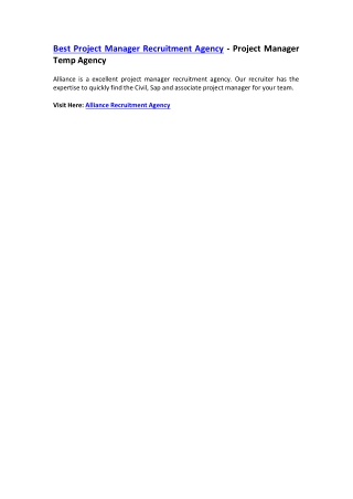 Best Project Manager Recruitment Agency - Project Manager Temp Agency