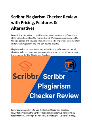 Scribbr Plagiarism Checker Review with Pricing, Features & Alternatives