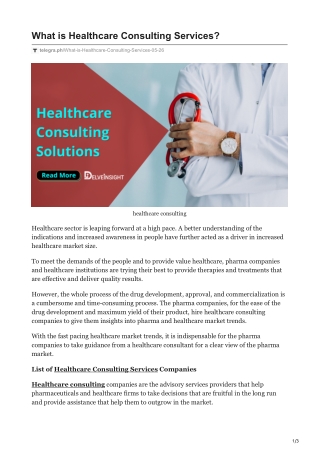 What is Healthcare Consulting Services