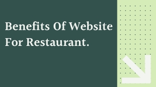 Benefits Of Website For Restaurant.