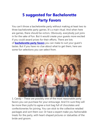 5 suggested for Bachelorette Party Favors
