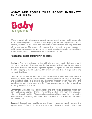 WHAT ARE FOODS THAT BOOST IMMUNITY IN CHILDREN