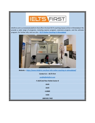 IELTS Online Coaching In Ahmedabad | Ieltsfirst.com