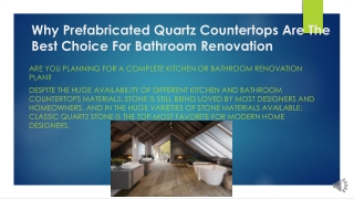 Why Prefabricated Quartz Countertops Are The Best Choice For Bathroom Renovation