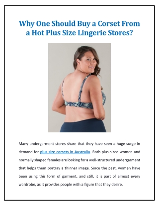 Why One Should Buy a Corset From a Hot Plus Size Lingerie Stores?