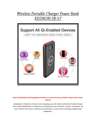 Wireless Portable Charger Power Bank KEDRON SB-57