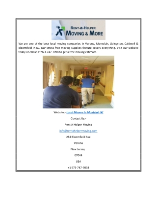Local Movers in Montclair NJ | Rentahelpermoving.com