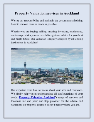 Property Valuation Auckland Specialist Areas