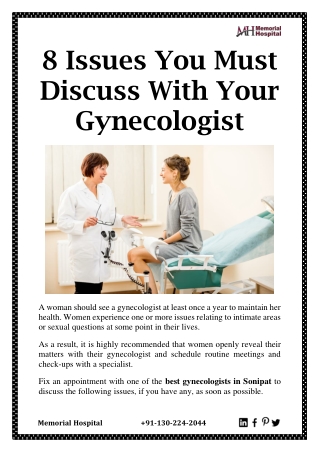 8 Issues You Must Discuss With Your Gynecologist