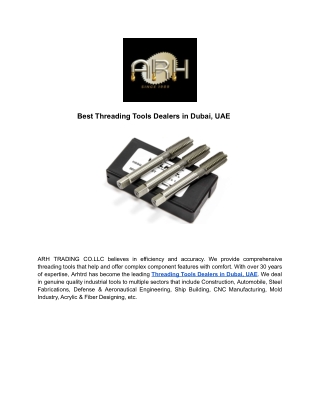 Best Threading Tools Dealers in Dubai, UAE