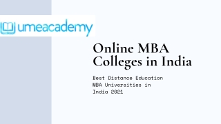 Online MBA Colleges in India