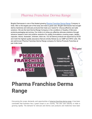 Pharma Franchise Derma Range