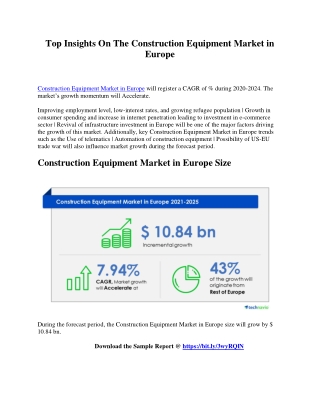 Top Insights On The Construction Equipment Market in Europe