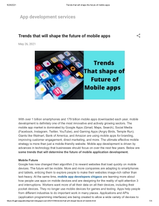 Trends that will shape the future of mobile apps