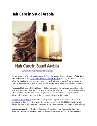 Hair Care in Saudi Arabia