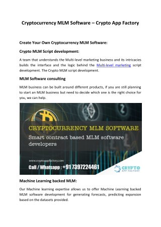 Cryptocurrency MLM Software - Crypto App Factory