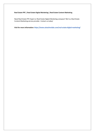 Real Estate PPC | Real Estate Digital Marketing | Real Estate Content Marketing