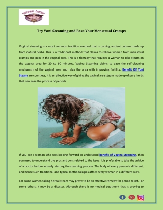 Try Yoni Steaming and Ease Your Menstrual Cramps