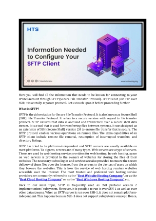 Information Needed to Configure Your SFTP Client